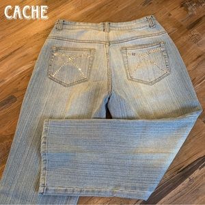 Cache Rhinestone Stud Jean Pant Size S 2 Denim capris EUC